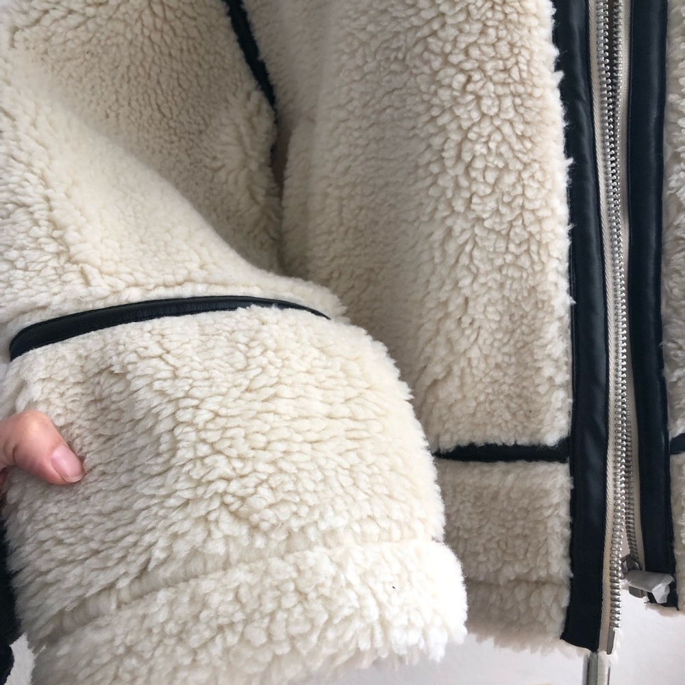 NWT Jason Wu Cream Teddy Jacket with Black Accents - Picture 6 of 9